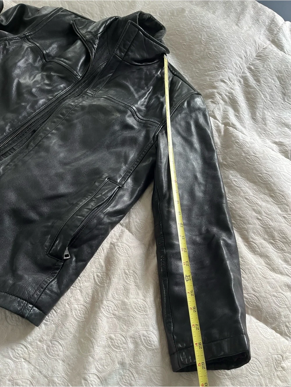 Andrew Marc New York Men's Black Leather Zip-Front Jacket size medium